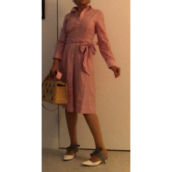 New J Crew RedWhite Stripe Tie Waist Shirt Dress Small S - Picture 10 of 13